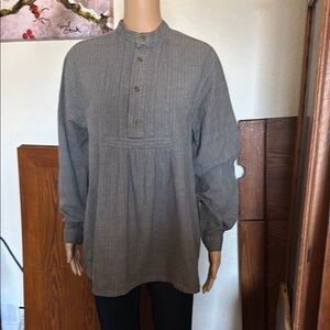 Blue & Burgandy Striped Button-Up Shirt